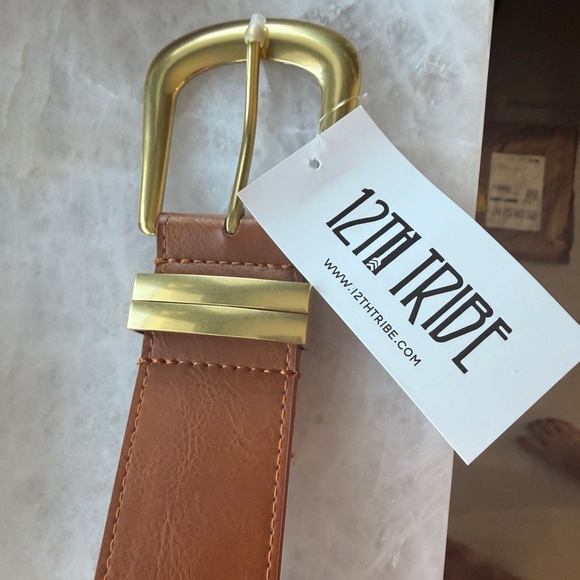 12th Tribe Jasper Brown and Gold Statement Belt Size XS/SXS/S - Picture 3 of 4